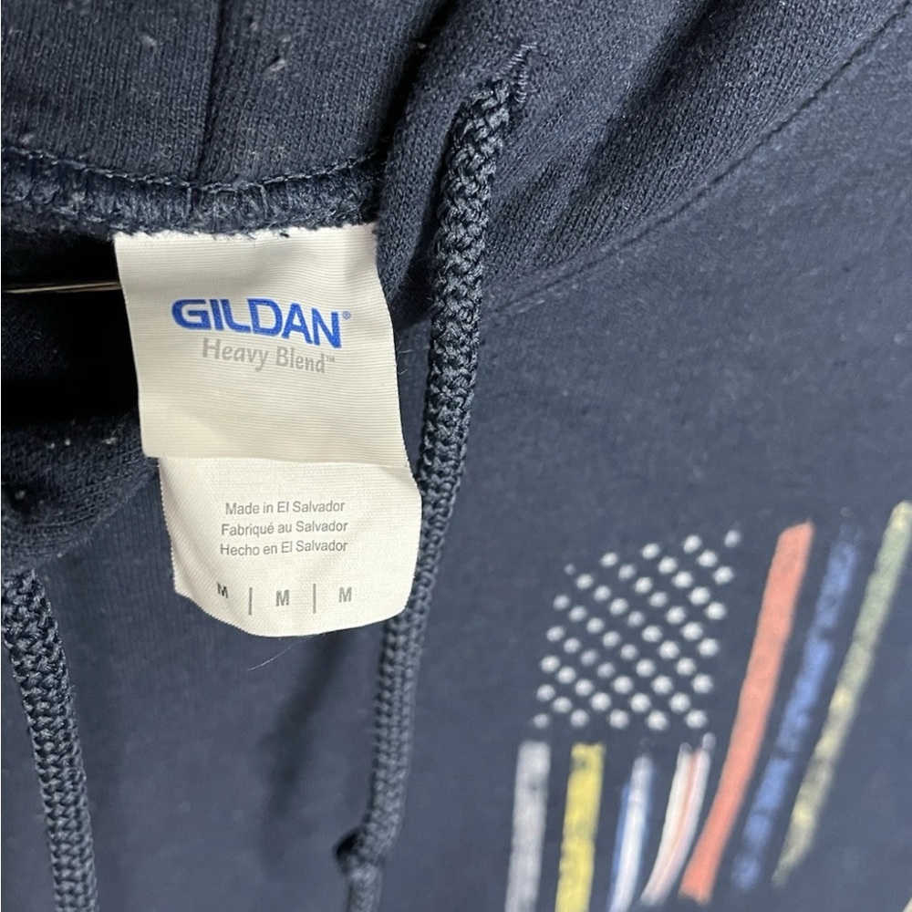 📌SOLD📌No One Fights Alone Blue Hoodie Pre-owned Good Condition Gildan Medium - Picture 7 of 9
